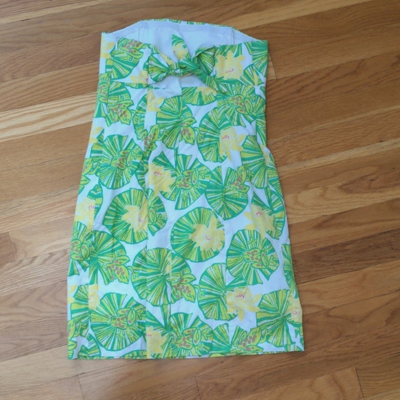 Lilly White & Green Strapless Dress with Lillypad and Frog Print 0 - Picture 2 of 8